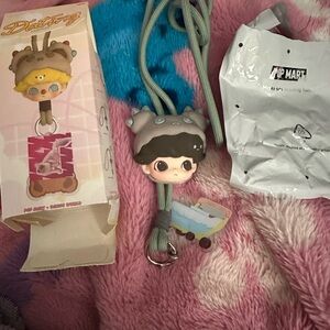 Pop Mart Cute Doll Keychain with Gray and Brown